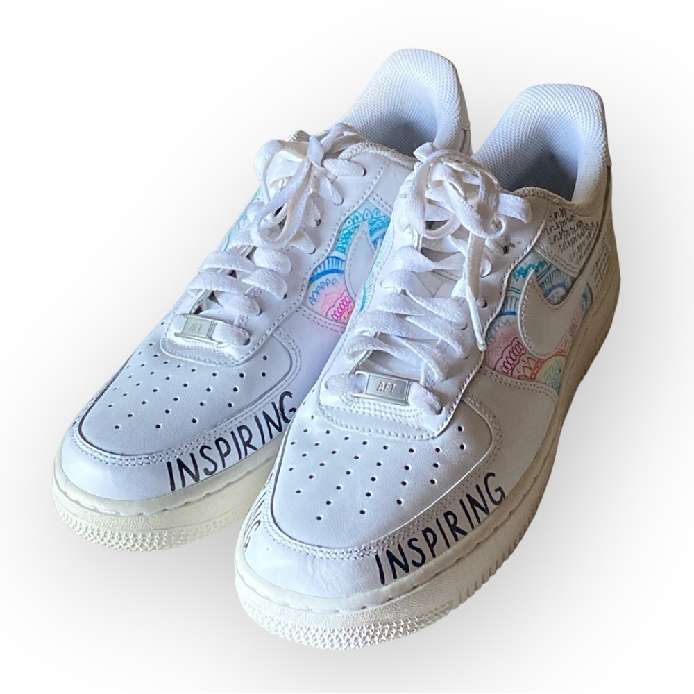 NIKE AIR FORCE 1’s Low Sneaker Custom White Calligraphy Designed